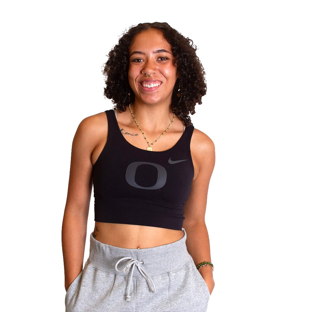 Classic Oregon O, Nike, Black, Bra, Performance/Dri-FIT, Women, Sports bra, Longline, Tonal, 795252